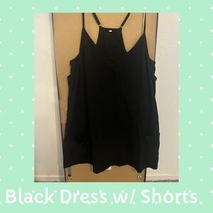 Black Sleeveless Dress with Pockets